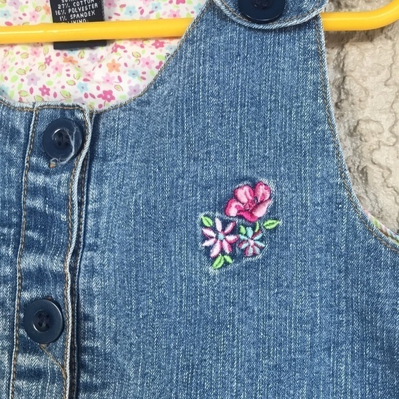 Nautica‎ Floral Embroidered Detail Sleeveless Denim Jumper Dress - Picture 2 of 9